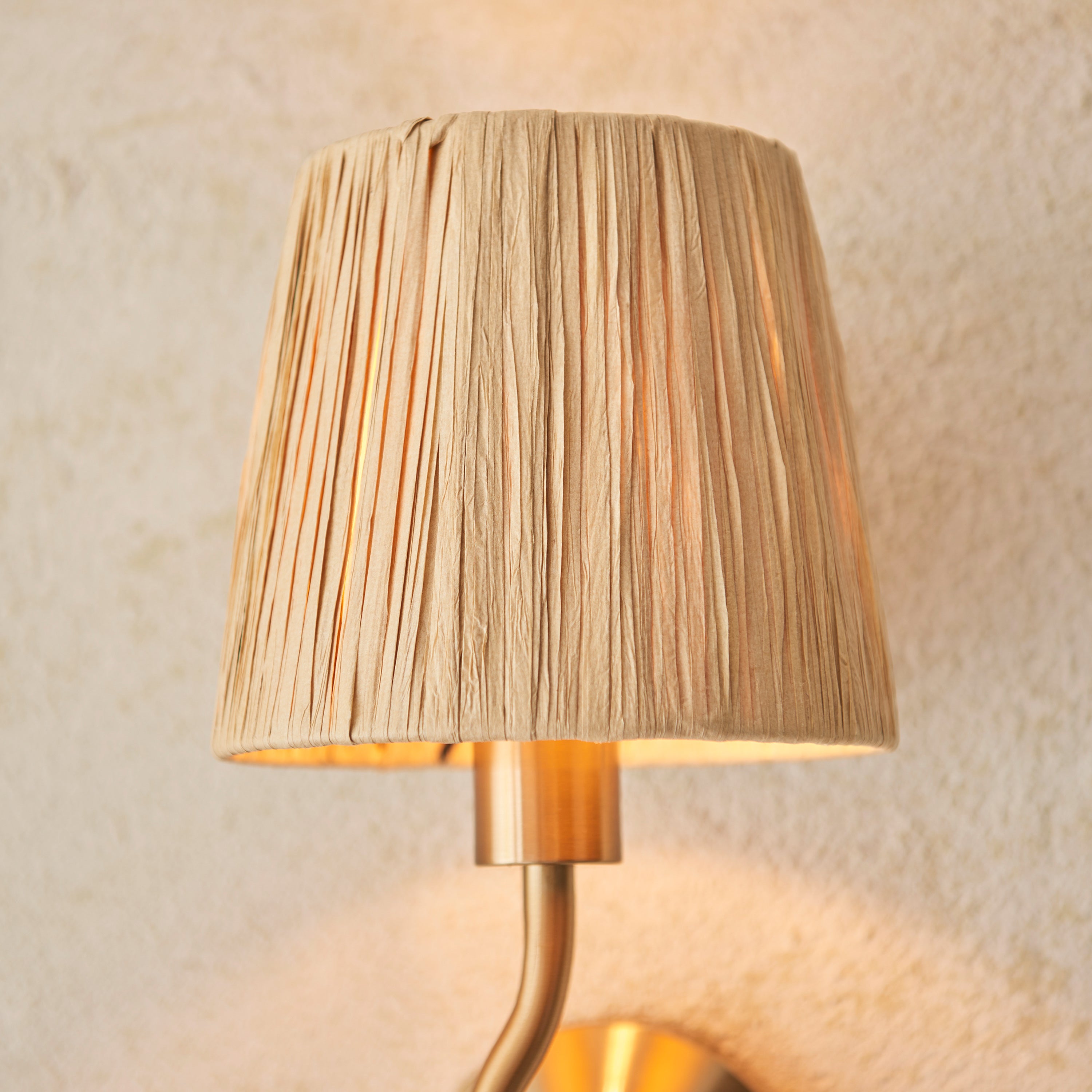 Sena Brushed Aged Brass & Natural Raffia Wall Light
